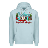 Blue Mist santa s favorite baseball player Premium Hoodie - JahusDesignShop