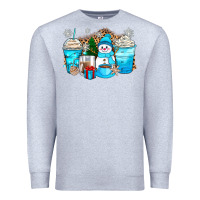Heather Grey winter snowman coffee cups Premium Sweatshirt - Zillion Design Studio