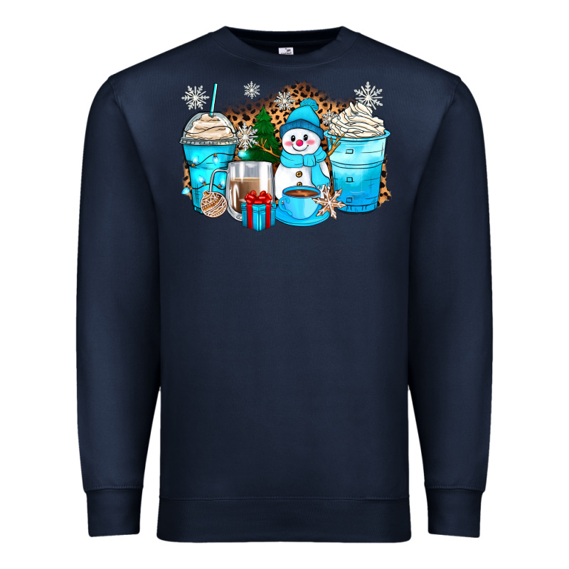 Winter Snowman Coffee Cups Premium Sweatshirt by Zillion Design Studio | Teevron