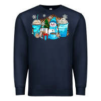 Navy winter snowman coffee cups Premium Sweatshirt - Zillion Design Studio
