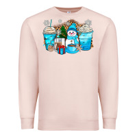 Pale Pink winter snowman coffee cups Premium Sweatshirt - Zillion Design Studio