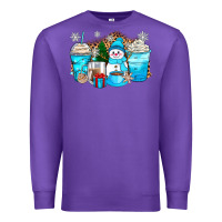 Purple winter snowman coffee cups Premium Sweatshirt - Zillion Design Studio