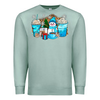Seafoam winter snowman coffee cups Premium Sweatshirt - Zillion Design Studio