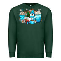 Sports Green winter snowman coffee cups Premium Sweatshirt - Zillion Design Studio