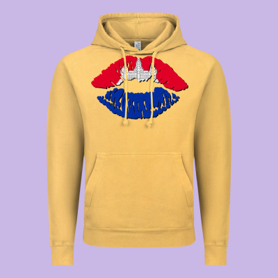 Cambodian Flag Lips Vintage Hoodie Designed By Adodesignshop