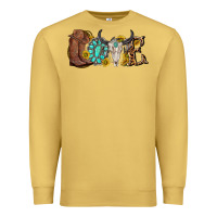 Antique Gold western love bull skull with gemstone and sunflowe Premium Sweatshirt - texasbilliewilder
