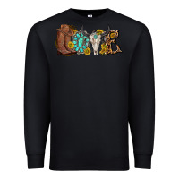 Black western love bull skull with gemstone and sunflowe Premium Sweatshirt - texasbilliewilder