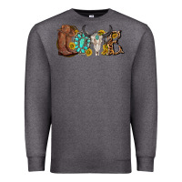 Charcoal Heather western love bull skull with gemstone and sunflowe Premium Sweatshirt - texasbilliewilder