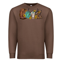 Chestnut western love bull skull with gemstone and sunflowe Premium Sweatshirt - texasbilliewilder