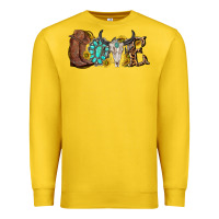 Western Love Bull Skull With Gemstone And Sunflowe Premium Sweatshirt | Teevron
