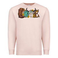 Pale Pink western love bull skull with gemstone and sunflowe Premium Sweatshirt - texasbilliewilder