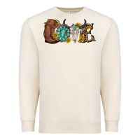 Sandshell western love bull skull with gemstone and sunflowe Premium Sweatshirt - texasbilliewilder