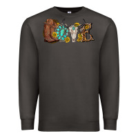 Smoke western love bull skull with gemstone and sunflowe Premium Sweatshirt - texasbilliewilder