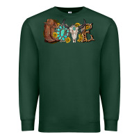 Sports Green western love bull skull with gemstone and sunflowe Premium Sweatshirt - texasbilliewilder