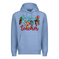Colony Blue santa s favorite teacher Premium Hoodie - JahusDesignShop