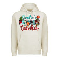Oatmeal Heather santa s favorite teacher Premium Hoodie - JahusDesignShop