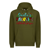 Army Green santa s favorite softball player Premium Hoodie - JahusDesignShop