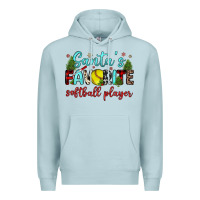 Blue Mist santa s favorite softball player Premium Hoodie - JahusDesignShop