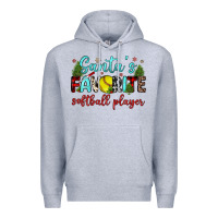 Heather Grey santa s favorite softball player Premium Hoodie - JahusDesignShop