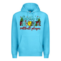 Ocean Blue santa s favorite softball player Premium Hoodie - JahusDesignShop