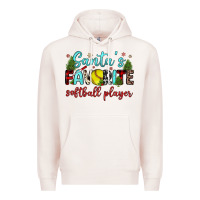 Pale Pink santa s favorite softball player Premium Hoodie - JahusDesignShop