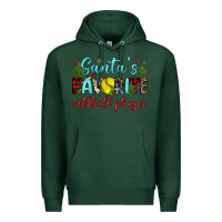 Sports Green santa s favorite softball player Premium Hoodie - JahusDesignShop