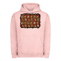 Pigment Salmon christmas gingerbread man and house background Urban Hoodie - BundleAndBundleShop
