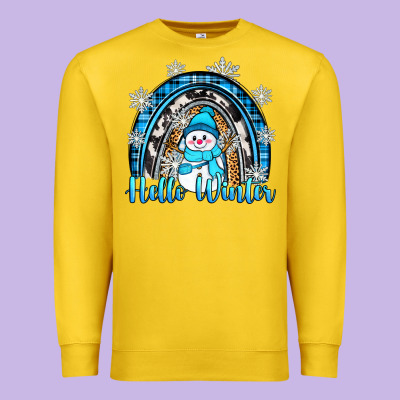 Hello Winter Rainbow Premium Sweatshirt Designed By Zillion Design Studio