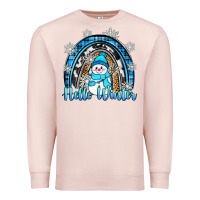 Pale Pink hello winter rainbow Premium Sweatshirt - Zillion Design Studio