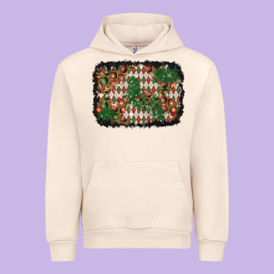 Christmas Ornament And Diamond Plaid  Background Urban Hoodie Designed By Bundleandbundleshop