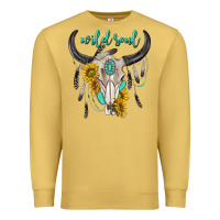 Antique Gold wild soul boho bull skull Premium Sweatshirt - texasbilliewilder