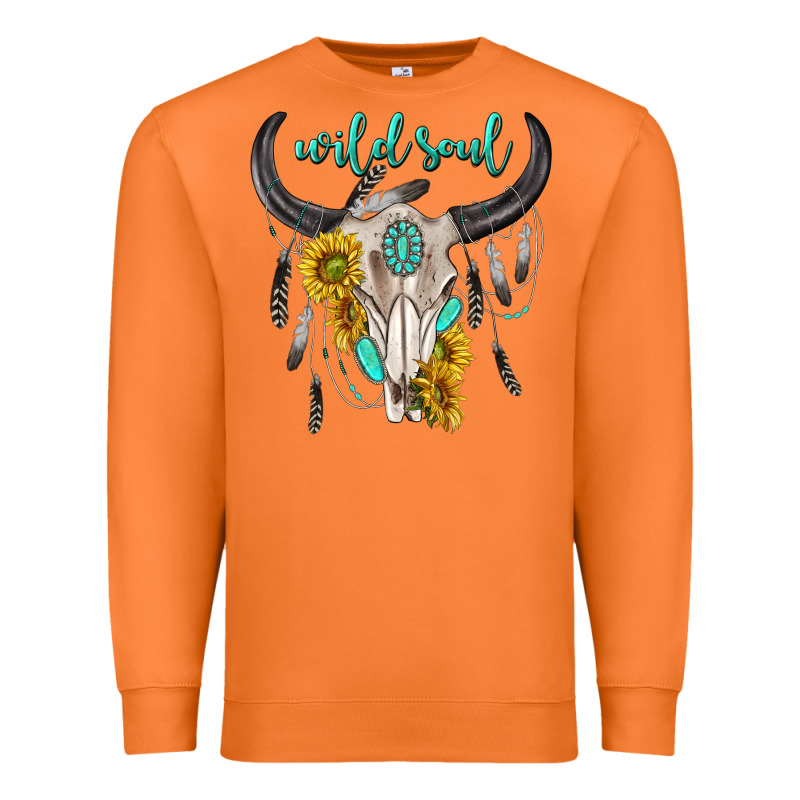 Wild Soul Boho Bull Skull Premium Sweatshirt by texasbilliewilder | Teevron