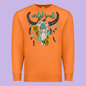 Wild Soul Boho Bull Skull Premium Sweatshirt Designed By Texasbilliewilder