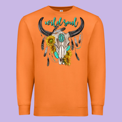 Premium Sweatshirt wild soul boho bull skull