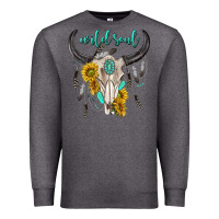 Charcoal Heather wild soul boho bull skull Premium Sweatshirt - texasbilliewilder