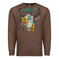 Chestnut wild soul boho bull skull Premium Sweatshirt - texasbilliewilder