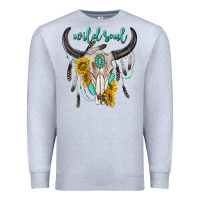 Heather Grey wild soul boho bull skull Premium Sweatshirt - texasbilliewilder