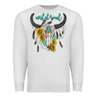 Oatmeal Heather wild soul boho bull skull Premium Sweatshirt - texasbilliewilder
