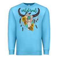Ocean Blue wild soul boho bull skull Premium Sweatshirt - texasbilliewilder