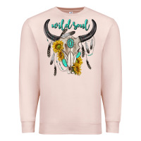 Pale Pink wild soul boho bull skull Premium Sweatshirt - texasbilliewilder