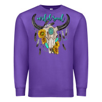 Purple wild soul boho bull skull Premium Sweatshirt - texasbilliewilder