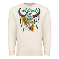 Sandshell wild soul boho bull skull Premium Sweatshirt - texasbilliewilder