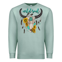 Seafoam wild soul boho bull skull Premium Sweatshirt - texasbilliewilder