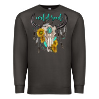 Smoke wild soul boho bull skull Premium Sweatshirt - texasbilliewilder