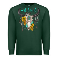 Sports Green wild soul boho bull skull Premium Sweatshirt - texasbilliewilder