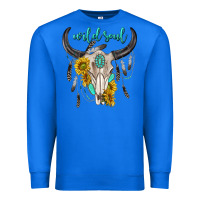 True Royal wild soul boho bull skull Premium Sweatshirt - texasbilliewilder