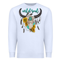 White wild soul boho bull skull Premium Sweatshirt - texasbilliewilder