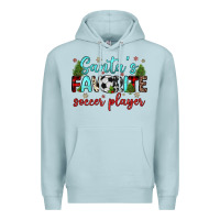 Blue Mist santa s favorite soccer player Premium Hoodie - JahusDesignShop