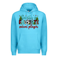 Ocean Blue santa s favorite soccer player Premium Hoodie - JahusDesignShop