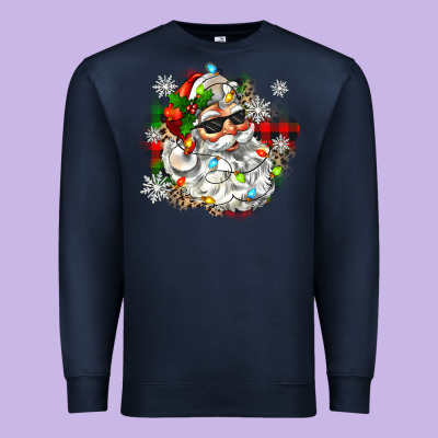 Santa With Sunglasses Christmas Premium Sweatshirt Designed By Zillion Design Studio